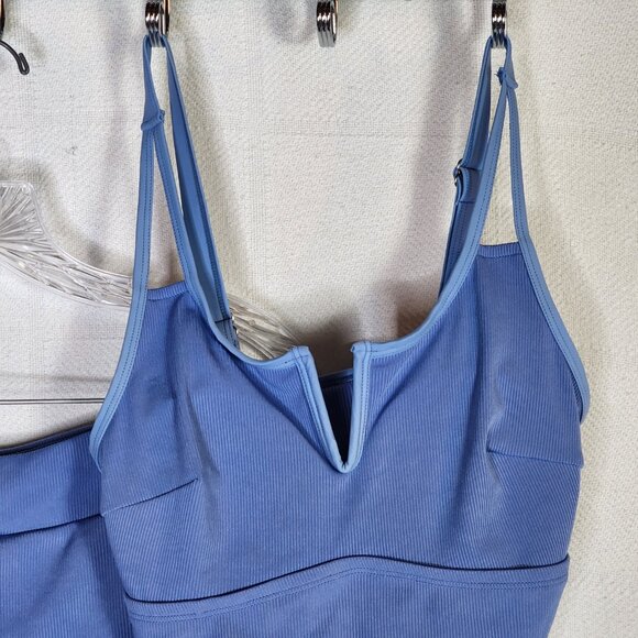 Rotita Periwinkle Ribbed Poly Elastane Contrast V Bowknot Short Tankini Set Sz S - Picture 4 of 16